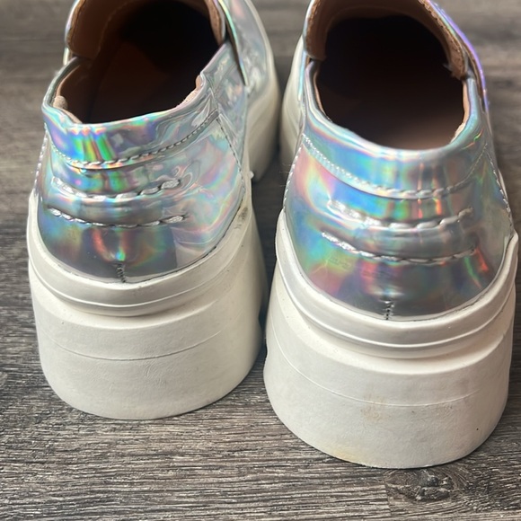 Madden Girl Platforms Lawerence Iridescent Steve Madden Chunky Block Heel Sz 3 % - Picture 8 of 8